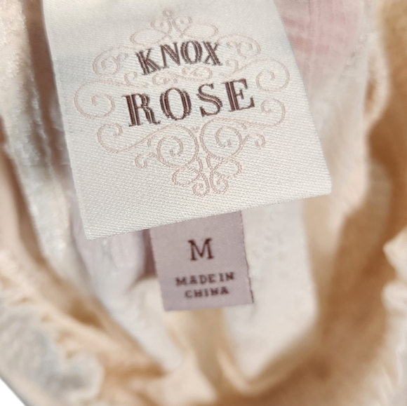 Knox Rose blouse sheer cream smocked jacquard long sleeves back button medium - Picture 3 of 7